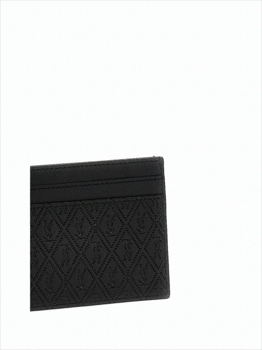 Saint Laurent Textured Diamond Pattern Card Wallet