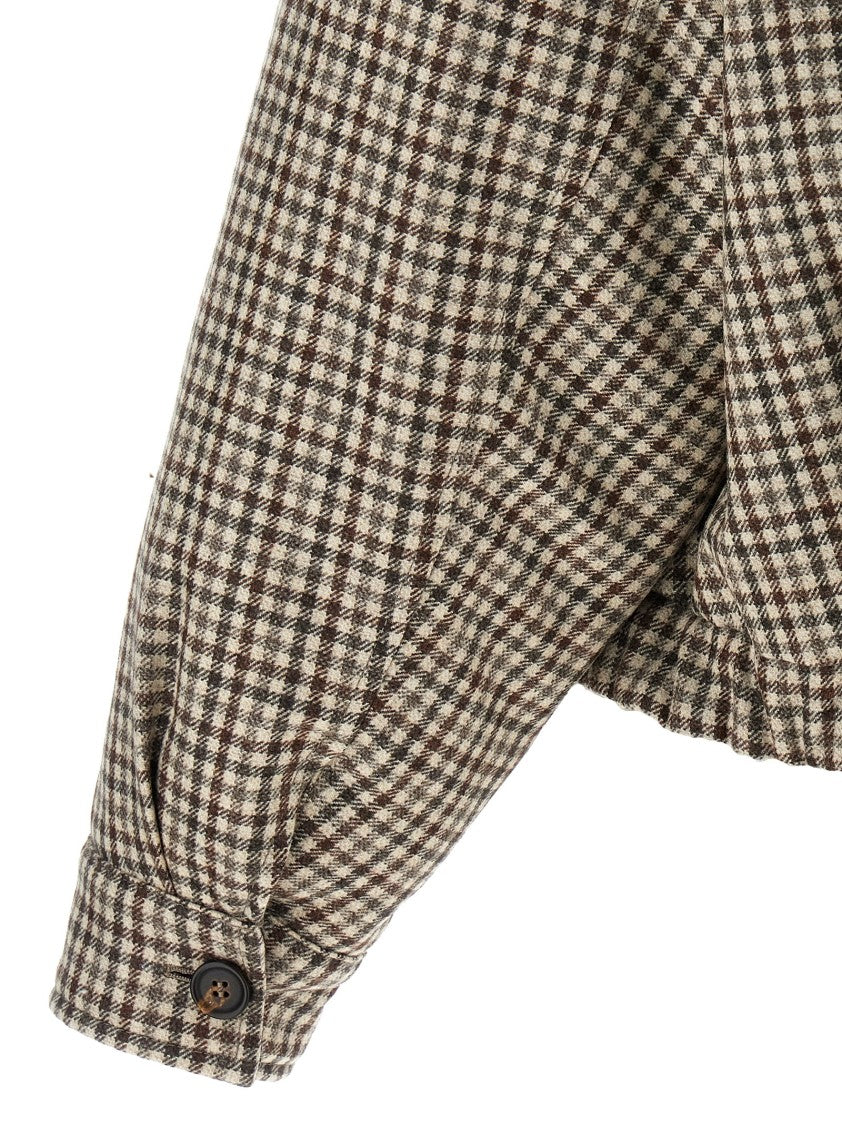 Brunello Cucinelli Shiny Zipper Pull' Check Jacket
