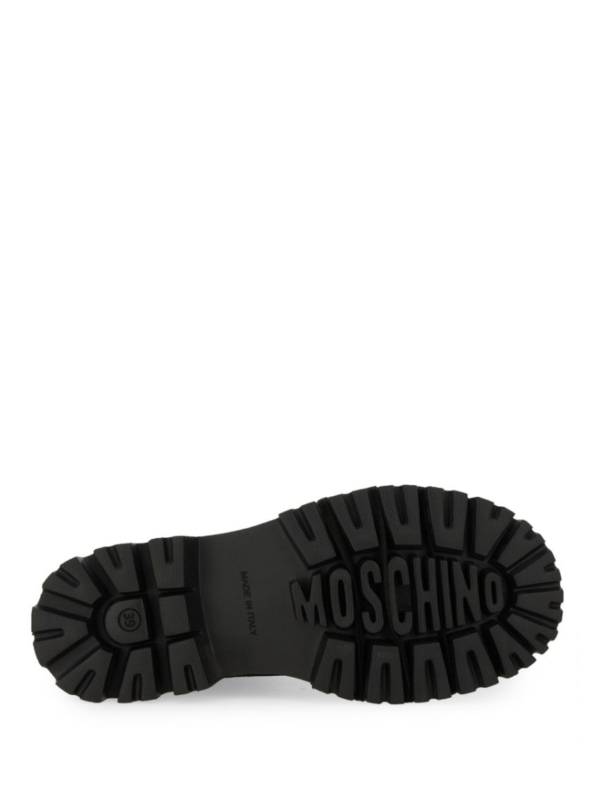 Moschino Glossy Leather Lace-Up Boot With Sole