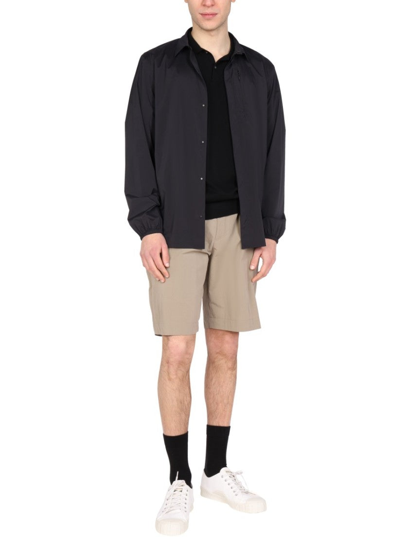 Monobi Pointed Collar Snap Closure Shirt Jacket