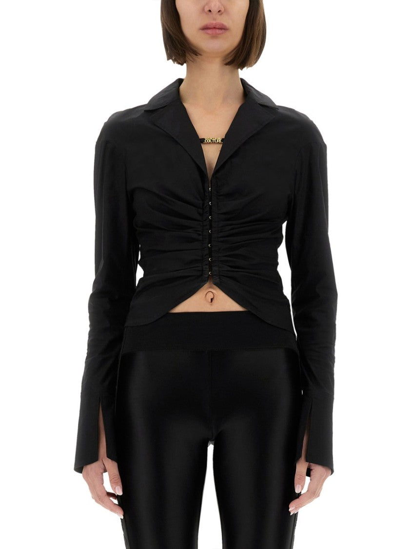 Versace Jeans Couture Shirt With Ruffles And "Institutional Logo"