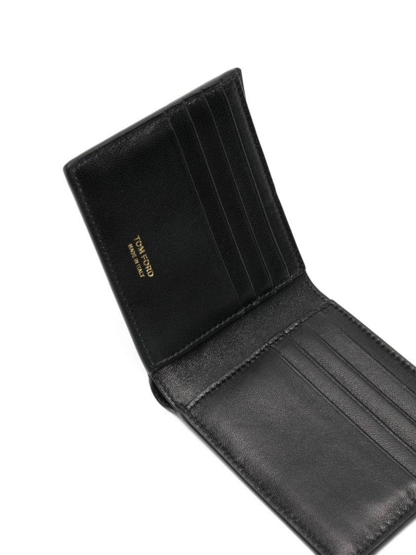 Tom Ford Bifold Wallet In Shiny Crocodile Print Leather