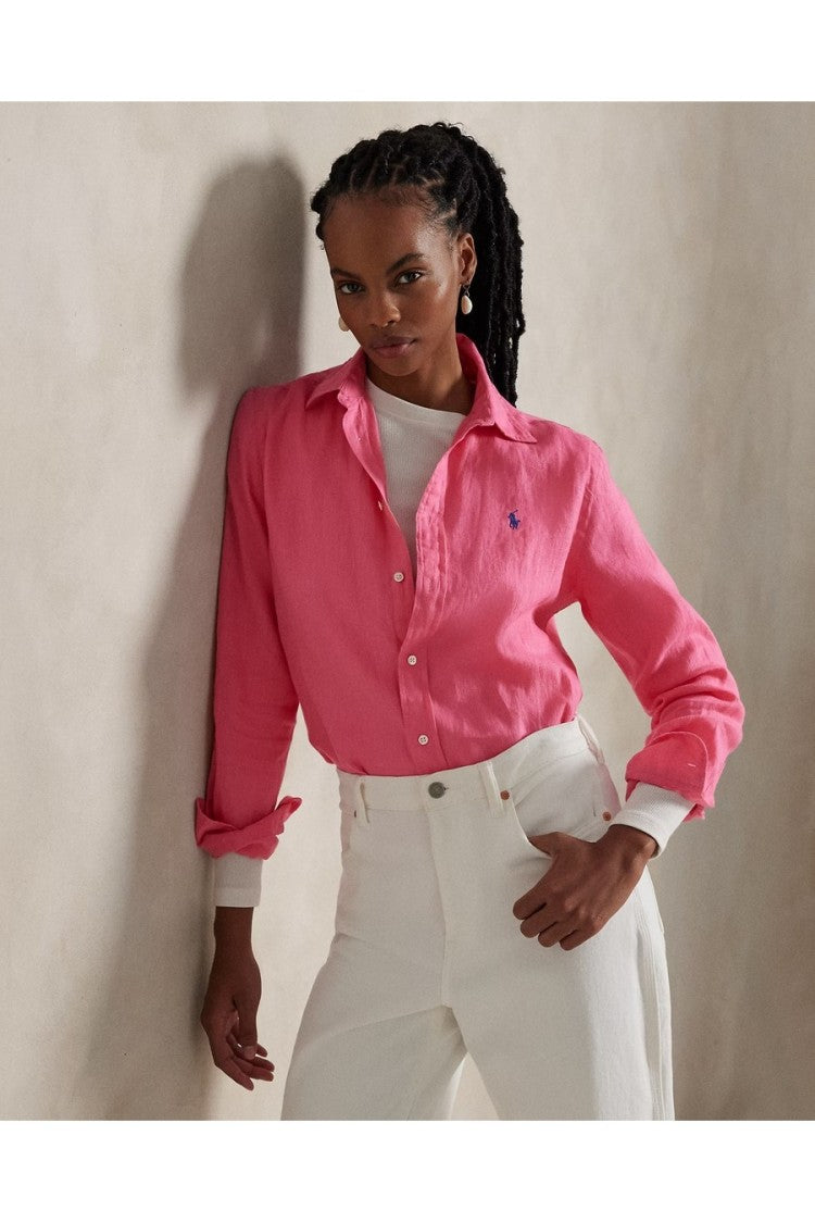 Polo Ralph Lauren Fuchsia Linen Button-Down Shirt With Relaxed Fit