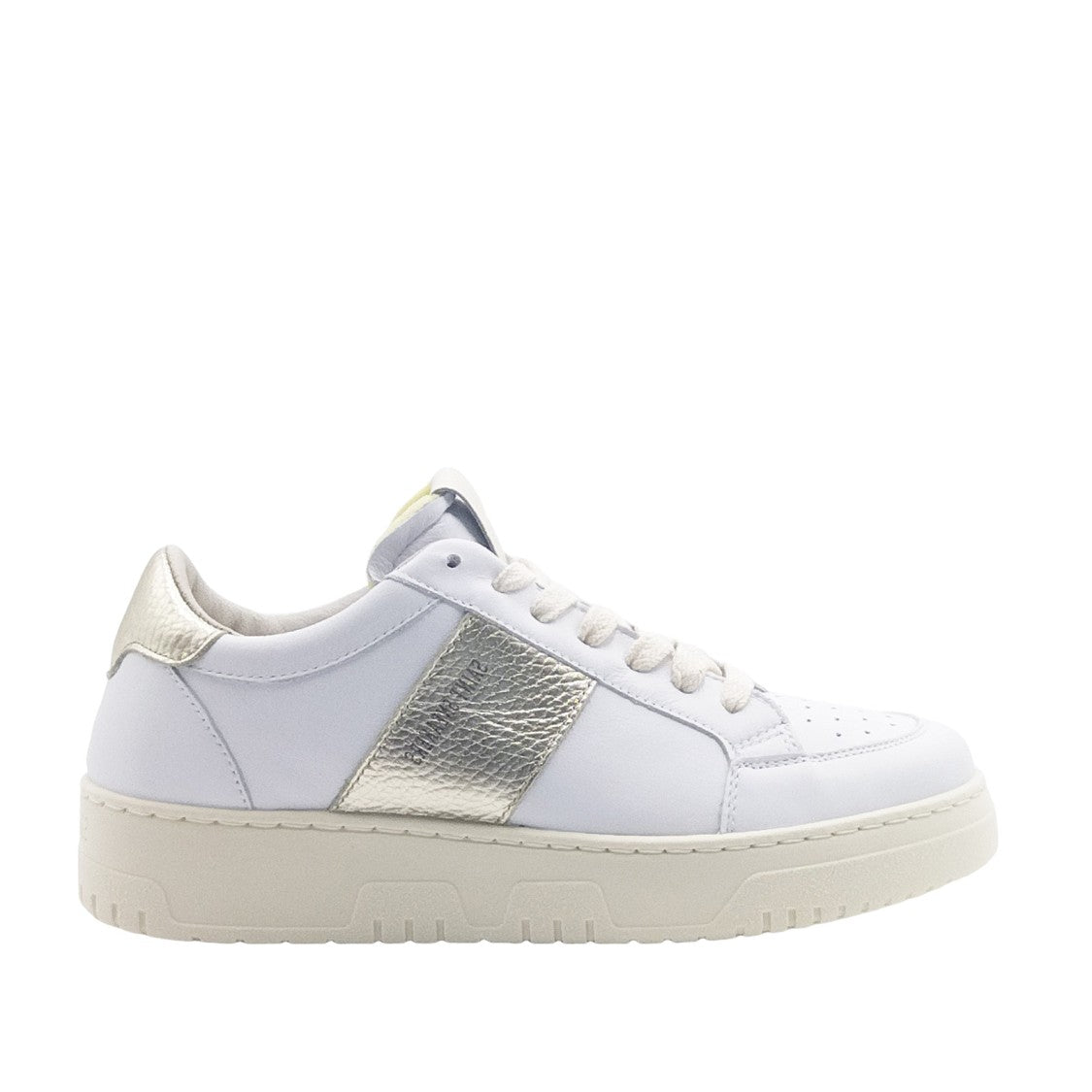 Saint Sneakers High-Top White Leather Sneakers With Gold Accents