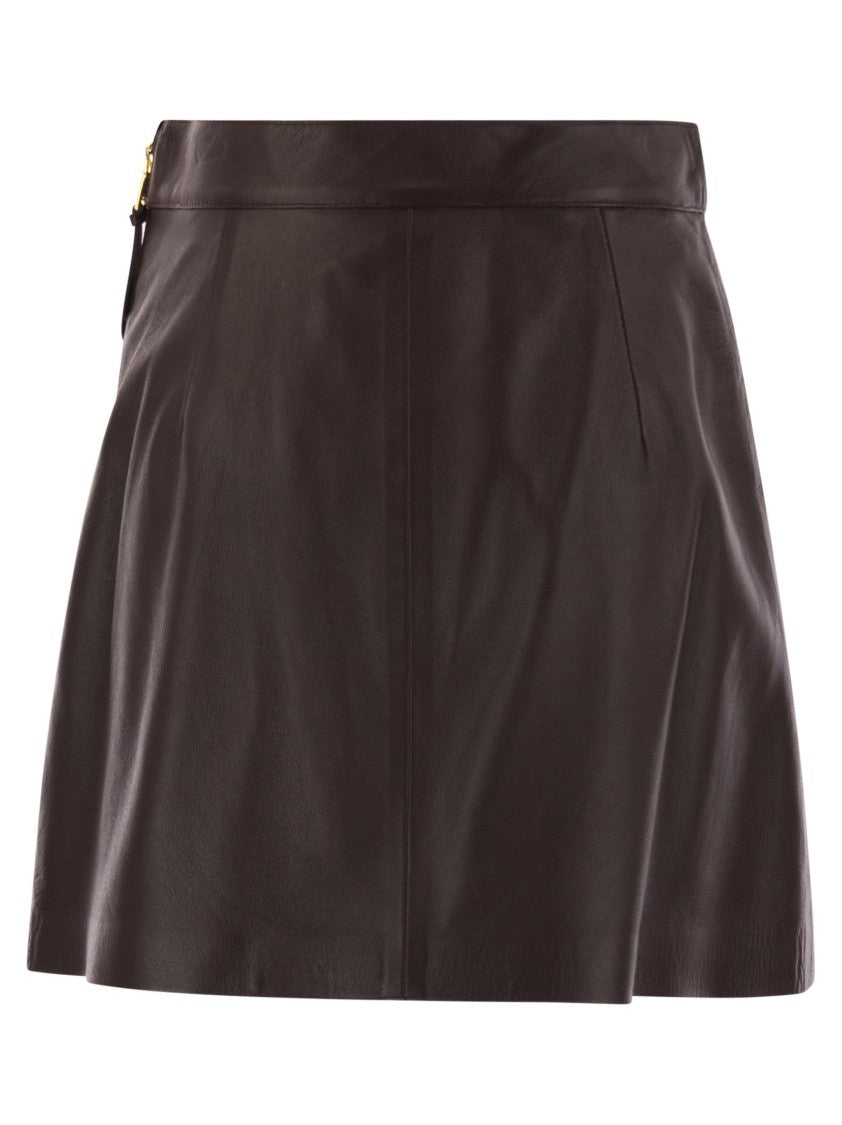 Elisabetta Franchi Mini Skirt In Nappa Leather