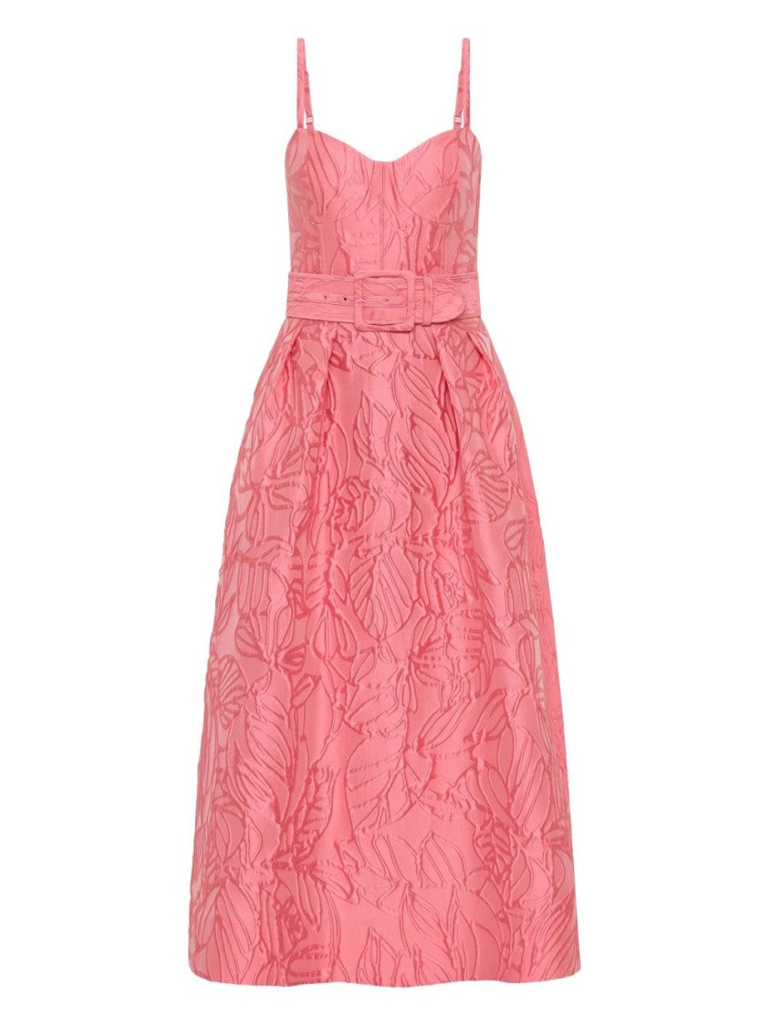 Rebecca Vallace Textured Floral Jacquard Midi Dress