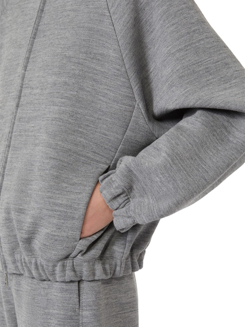 Max Mara High-Collar Light Grey Zip-Up Jacket