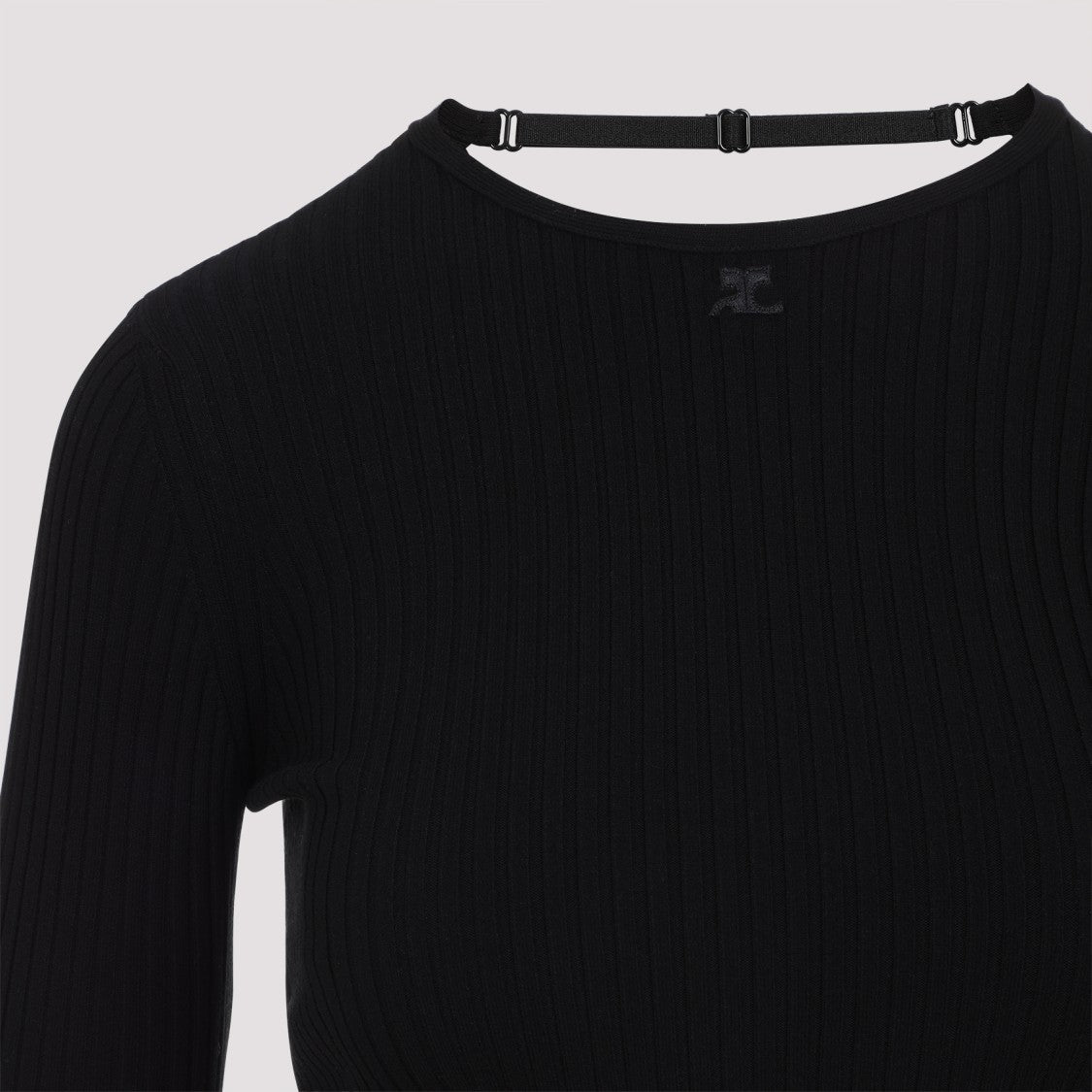 Courrèges Fitted Black Ribbed Top