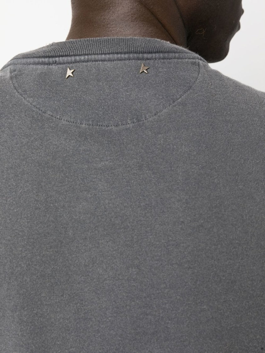 Golden Goose Distressed Grey Cotton T-Shirt