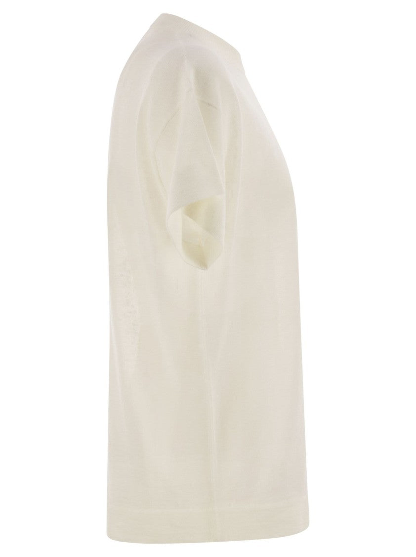 Brunello Cucinelli Linen-Blend T-Shirt With Shiny Pocket Detail