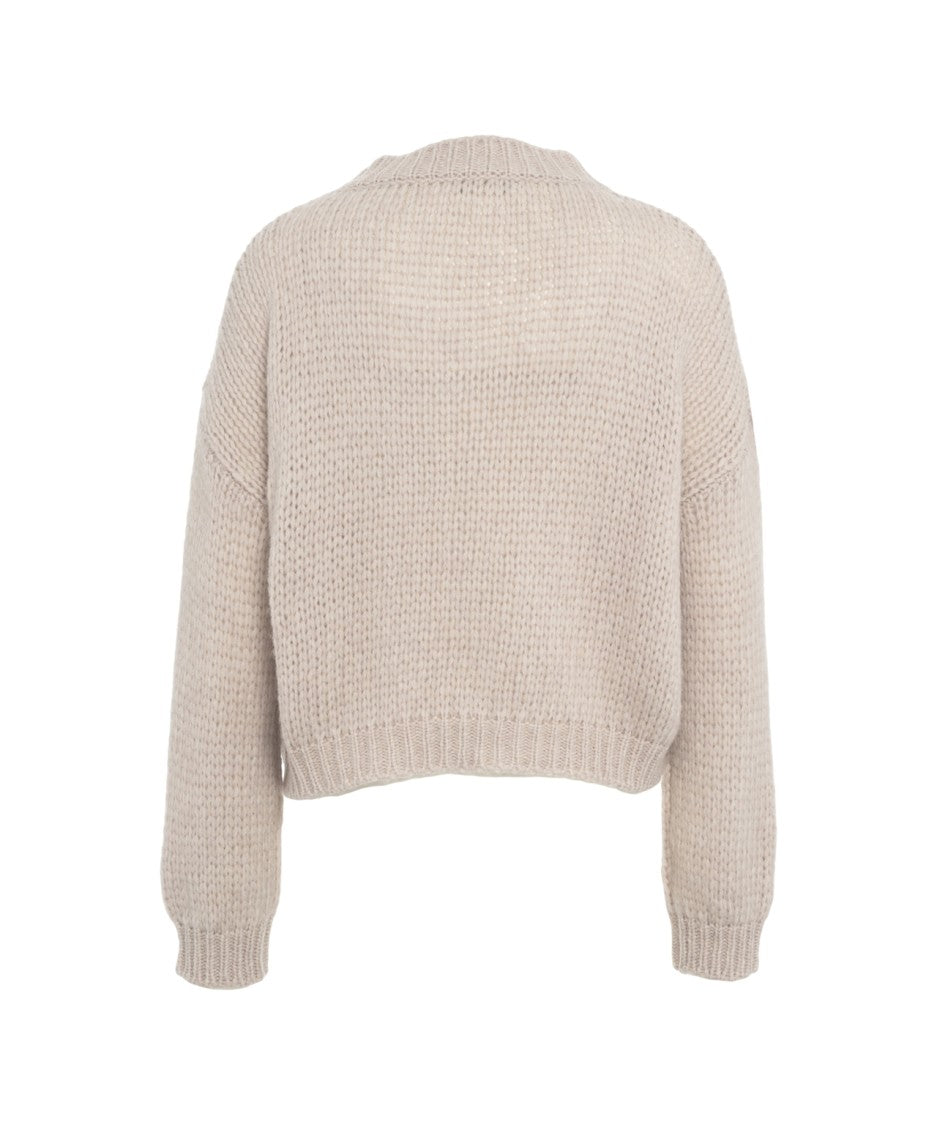 Roberto Collina Alpaca Blend Sweater With Round Neckline And Ribbed Details
