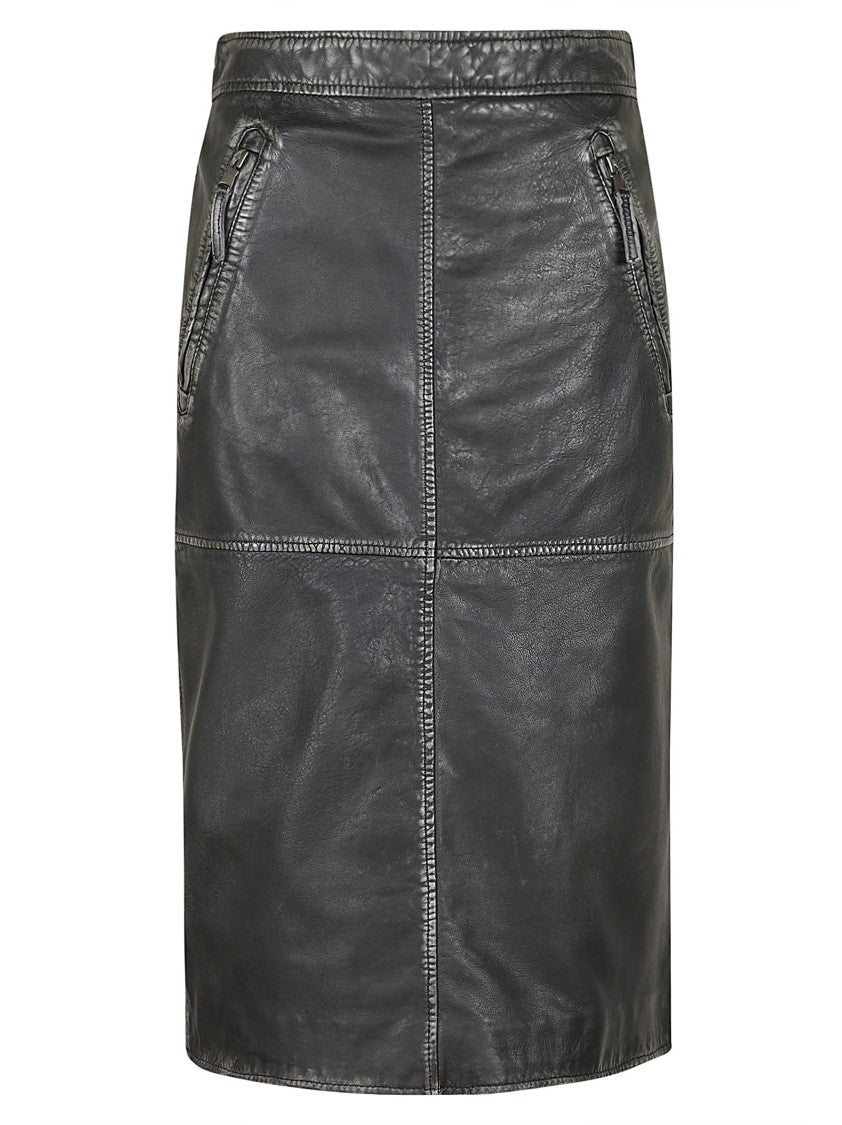 P.A.R.O.S.H. Knee-Length Leather Skirt With Minimalist Design