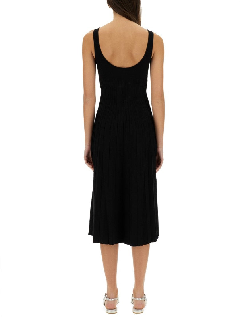 Staud Fitted Black Midi Dress