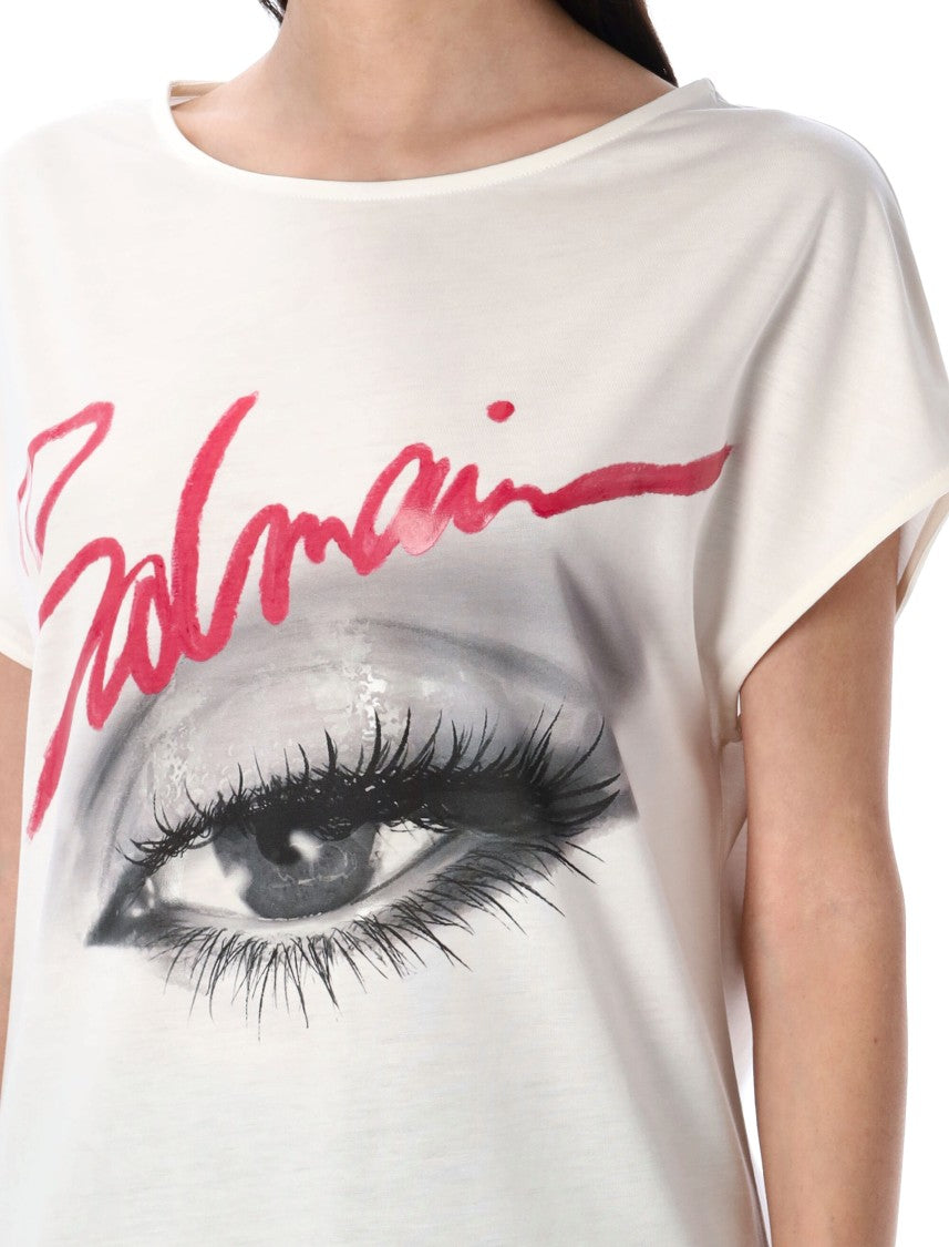 Balmain Big Eye Print Logo Tee