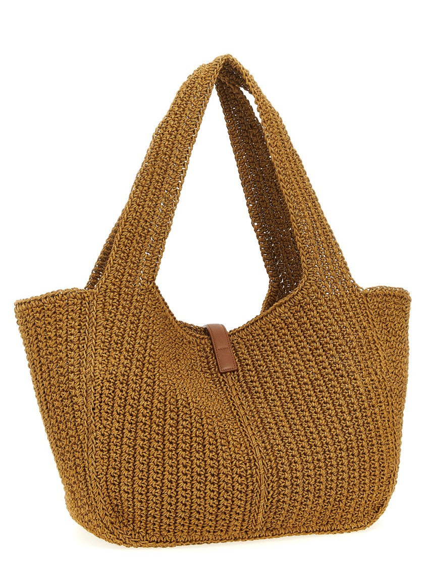 Saint Laurent Woven Raffia Tote Bag With Leather Accents