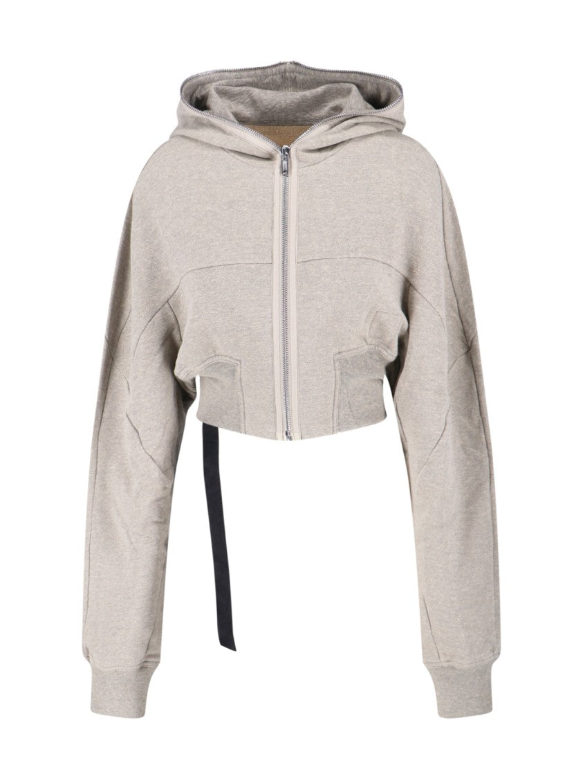 Drkshdw By Rick Owens Grey Cotton Blend "Collage Gimp" Crop Sweatshirt
