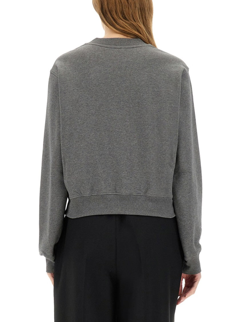 Moschino Cropped Teddy Sweatshirt With Textured Graphic