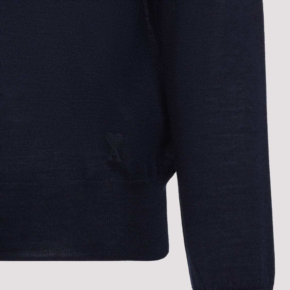 Ami Navy-Blue Wool Tonal Adc Polo