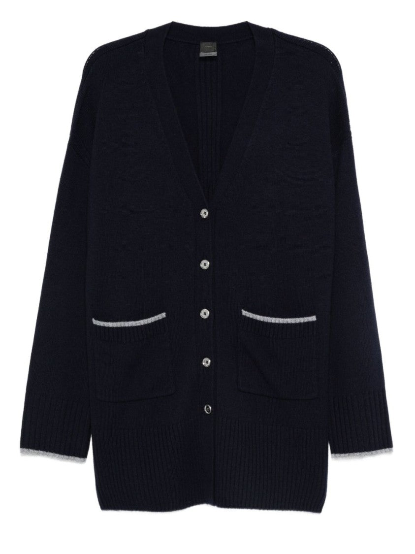 Pinko Long-Sleeved Cardigan Sweater With Deep V-Neck