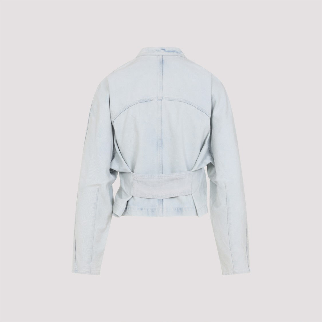 Alaïa Cropped Blue Jacket With Stand Collar