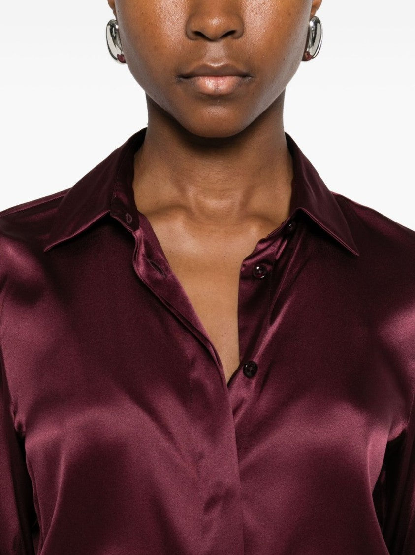 Tagliatore Violet Silk Blend Shirt With Tailored Fit