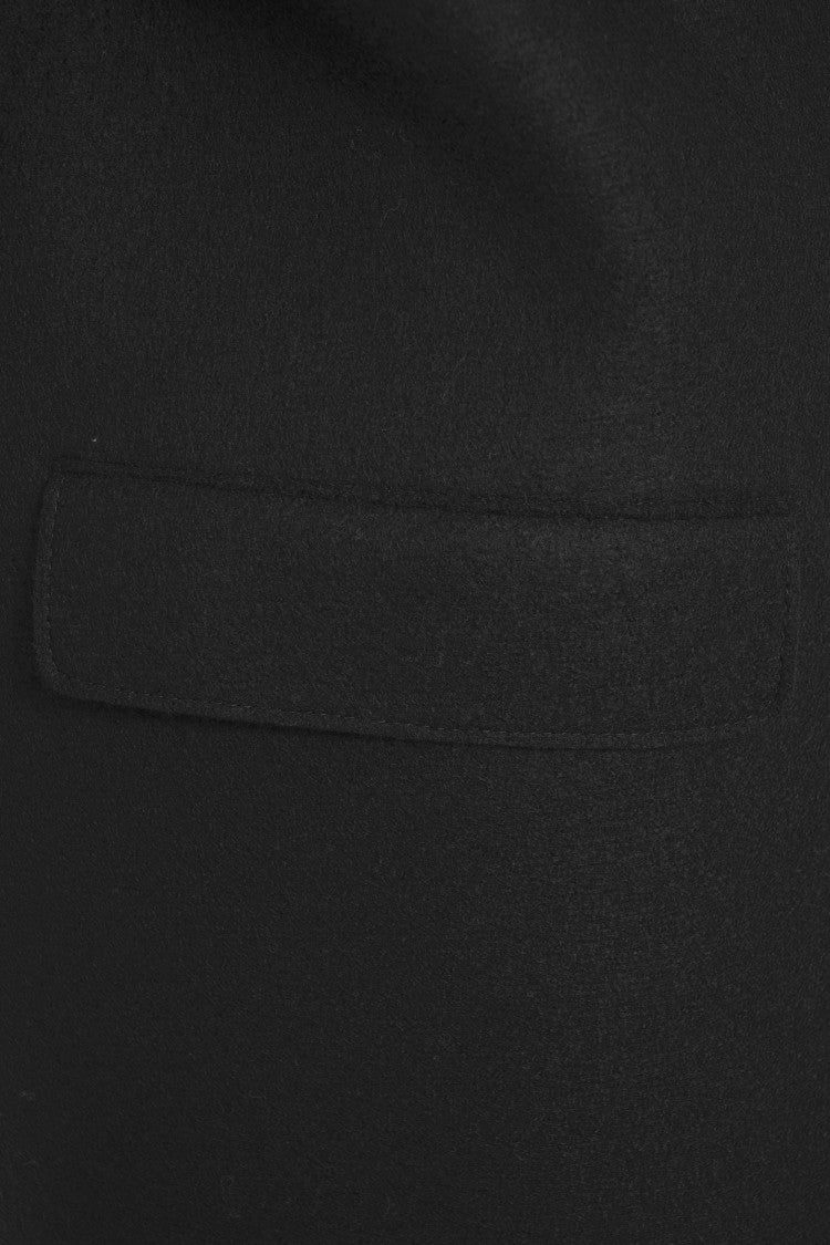 Harris Wharf London Long Black Virgin Wool Coat With Classic Notched Collar