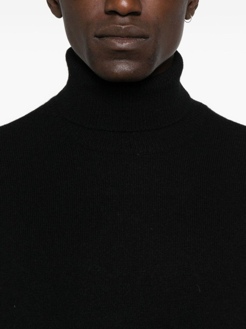 Peuterey Relaxed Fit Black Turtleneck Sweater With Ribbed Details
