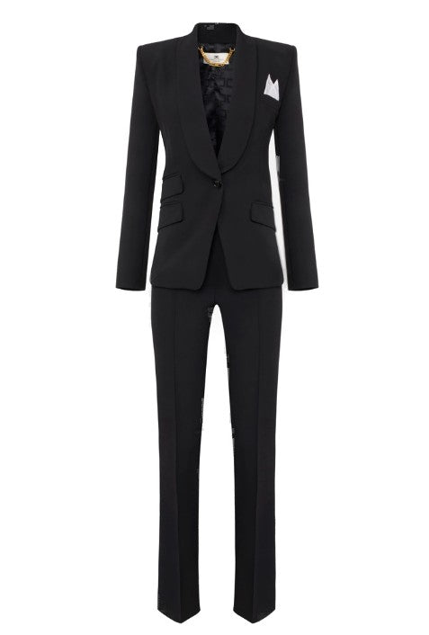 Elisabetta Franchi Tailored Black Suit With Fitted Blazer And Straight-Leg Trousers