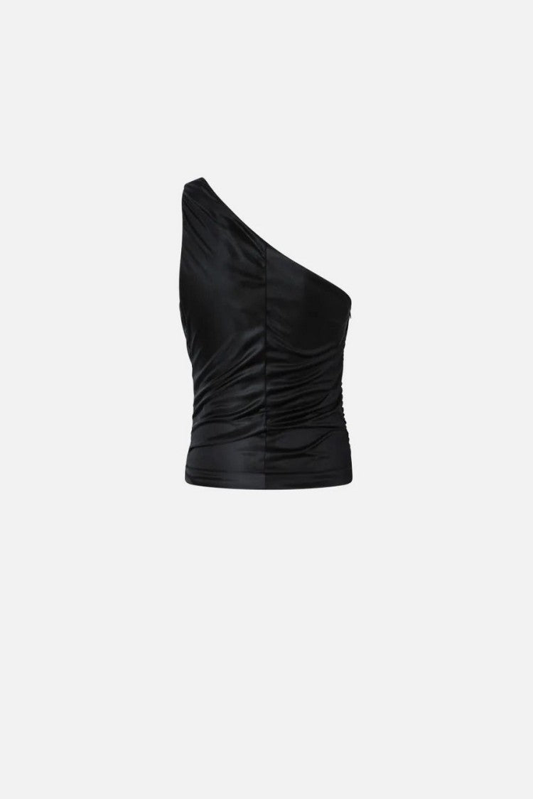 Pinko One-Shoulder Draped Top With Ruched Detailing