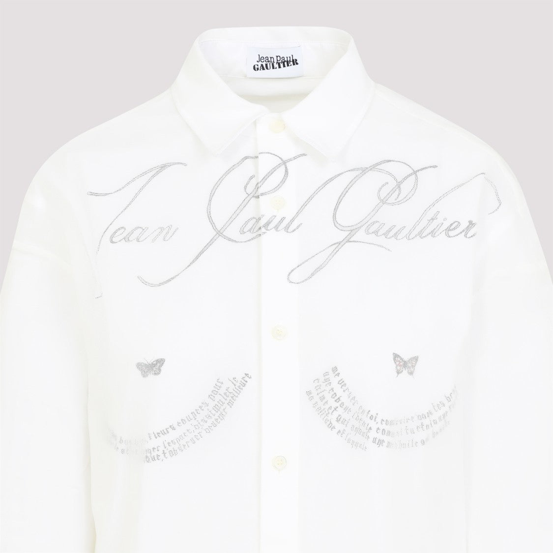 Jean Paul Gaultier Double Layer White Cotton Shirt With Graphic Accents