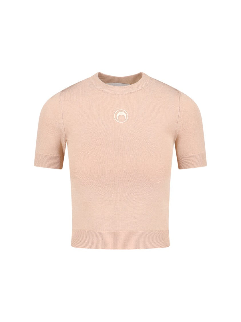 Marine Serre Cropped Short-Sleeve Sweater