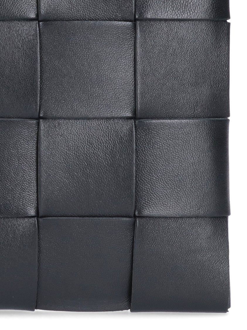 Bottega Veneta Intrecciato Lambskin Pouch With Gold Hardware