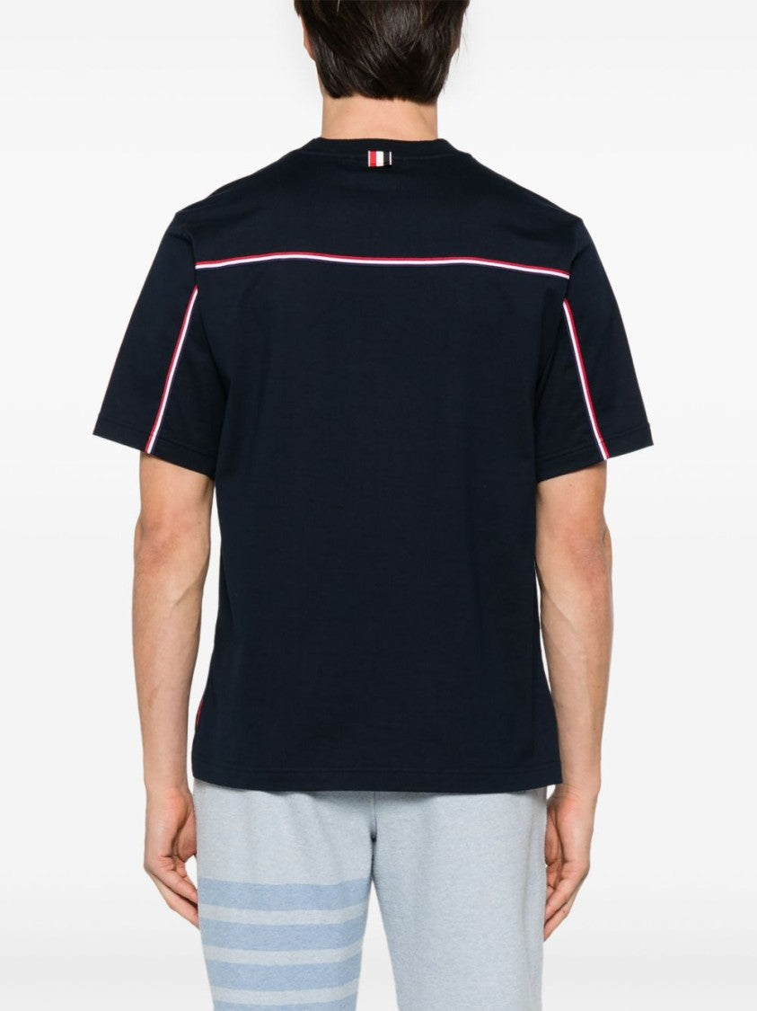 Thom Browne Midnight Blue T-Shirt With Grosgrain Tab