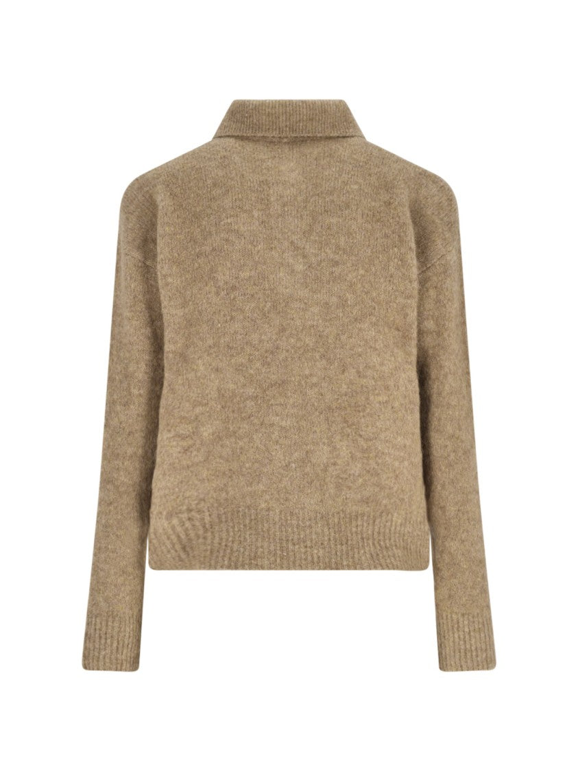 Ami Classic Ribbed Knit Sweater In Earthy Brown