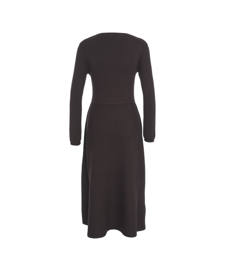 Kaos Long Black Dress With Round Neckline