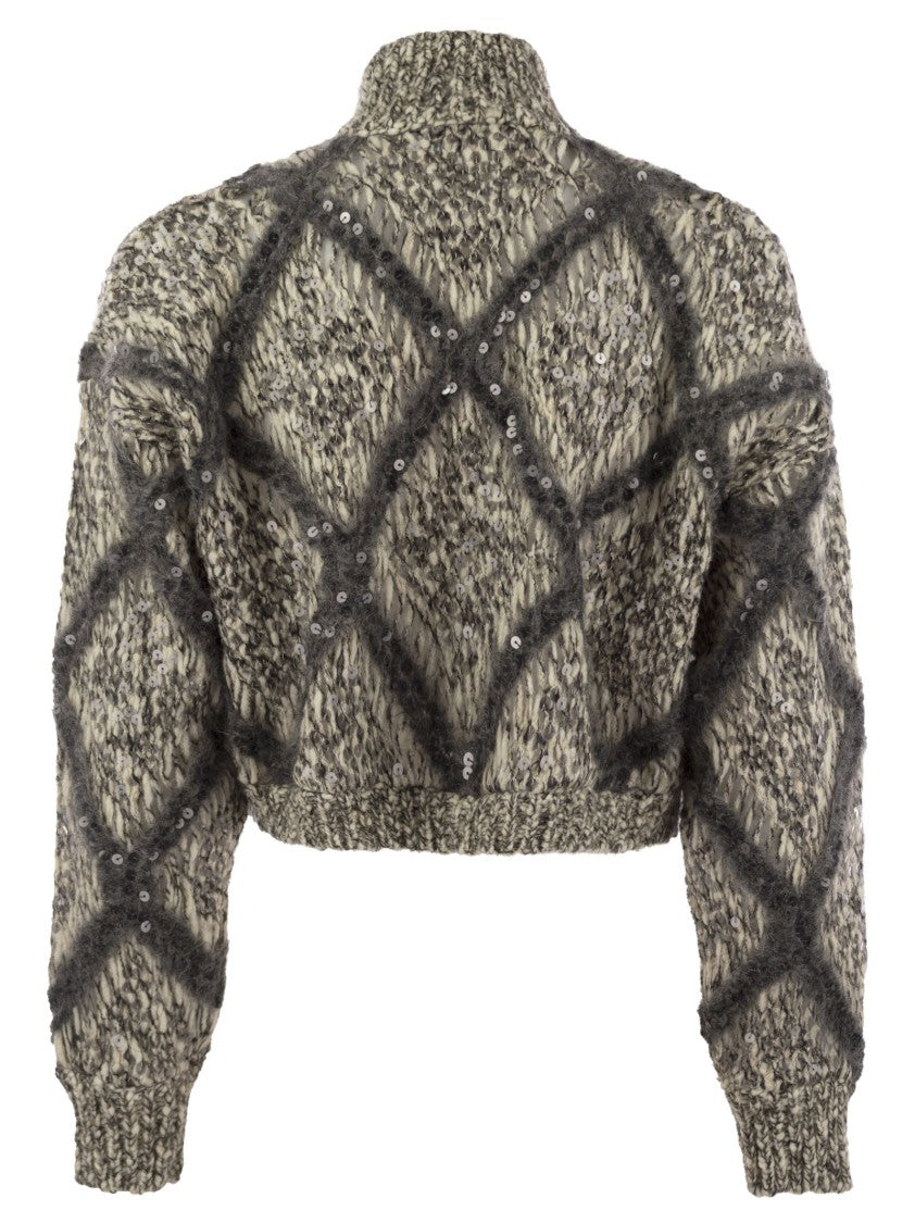 Brunello Cucinelli Wool-Blend Cardigan With Diamond Pattern