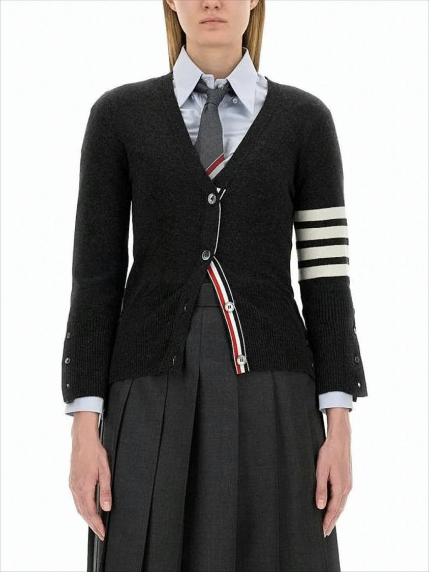 Thom Browne Cashmere V-Neck Cardigan With Striped Accents