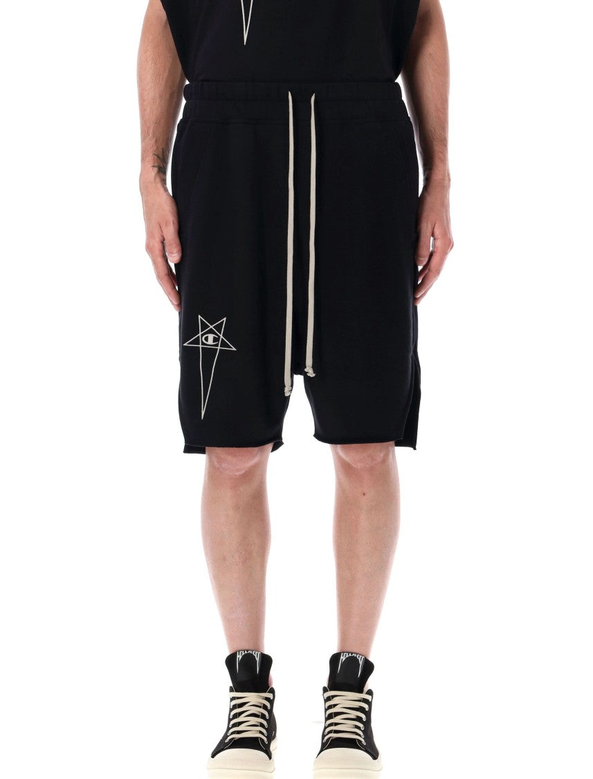 Rick Owens X Champions Beveled Pods Black Shorts