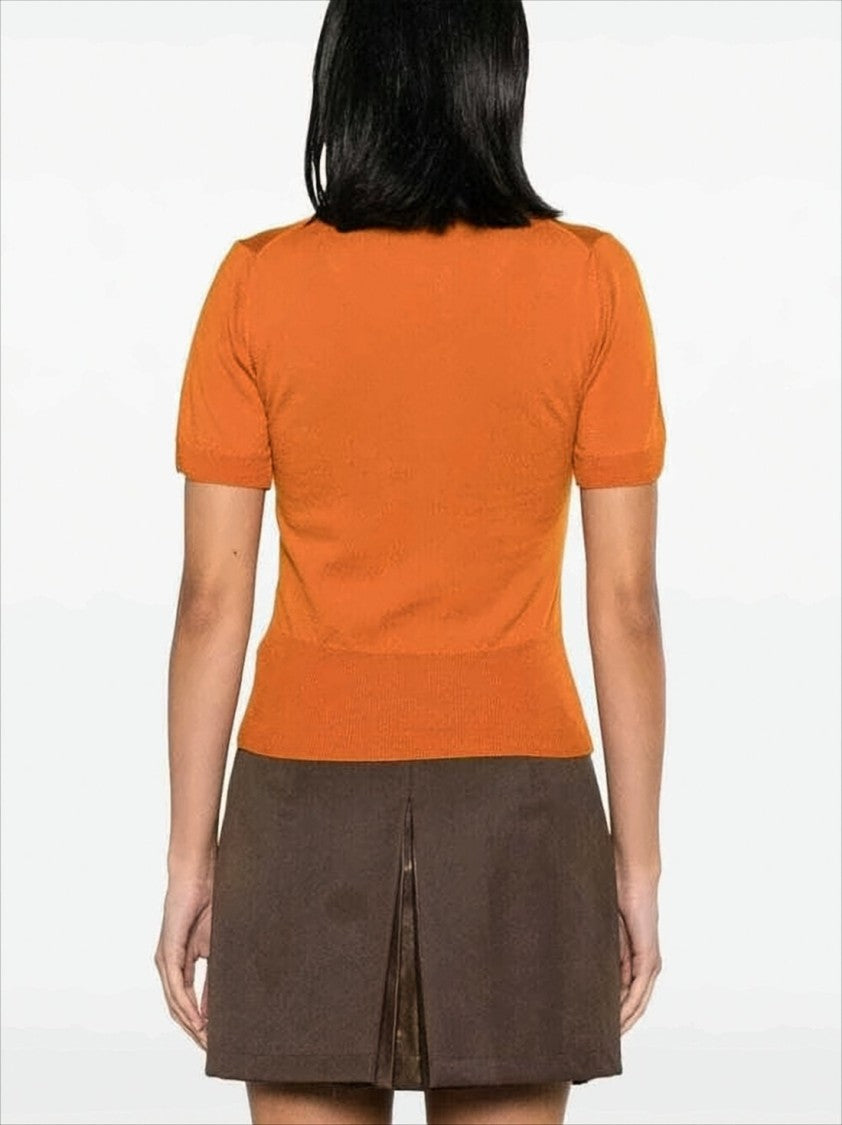 Vivienne Westwood Fitted Short-Sleeved Wool Sweater With Embroidered Emblem