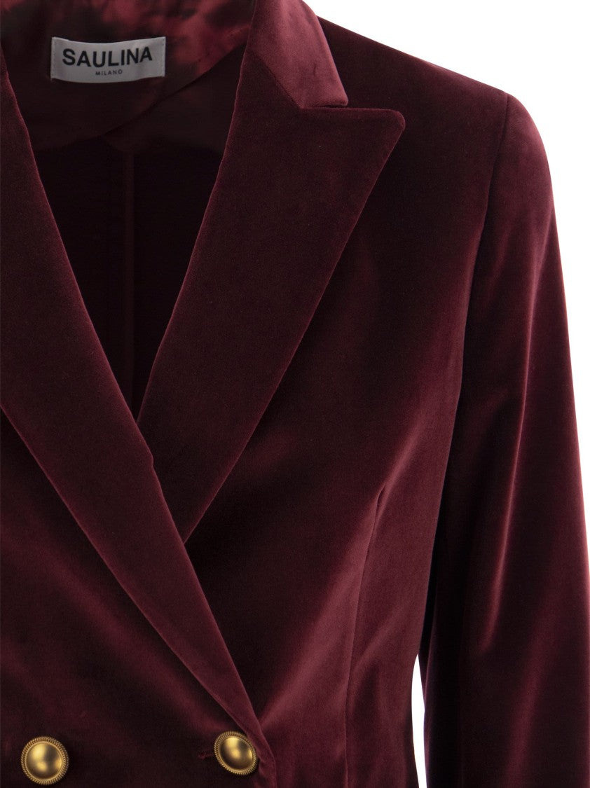 Saulina Antonia - Single-Breasted Velvet Jacket