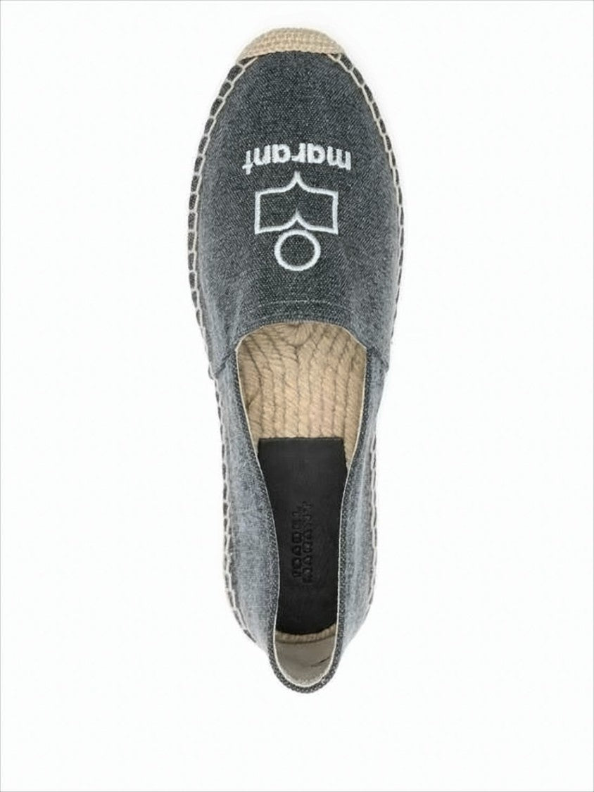 Isabel Marant Textured Grey Slip-On Sneakers With Jute-Wrapped Midsole