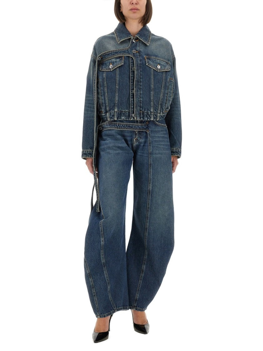 Jean Paul Gaultier Cropped Oversized Denim Jacket With Classic Collar