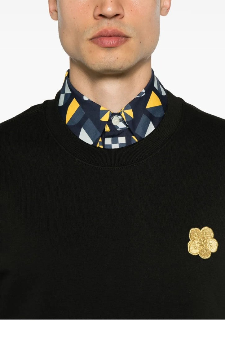 Kenzo Relaxed Black Sweatshirt With Floral Emblem