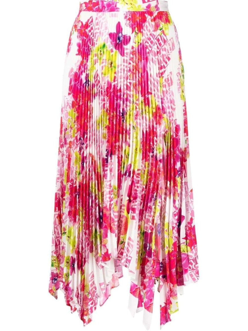 Versace Floral-Print Pleated Skirt