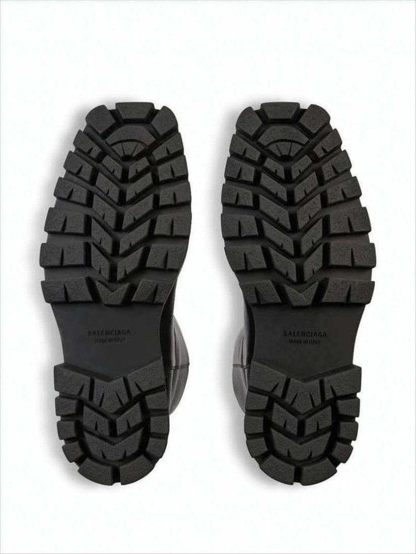 Balenciaga Mid-Calf Chunky Lug Sole Boots With Square Toe Design