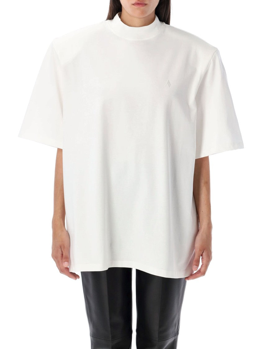 The Attico Boxy White T-Shirt With High Neckline