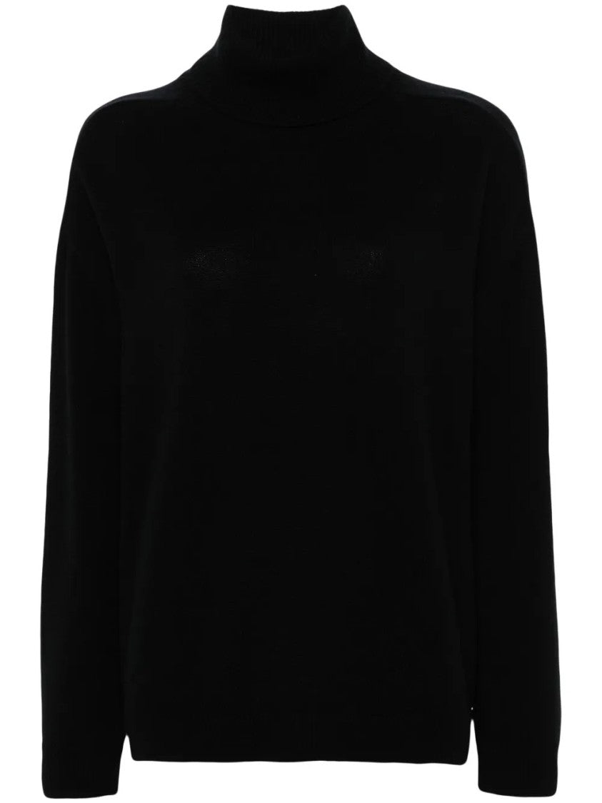 P.A.R.O.S.H. Relaxed Fit Black Turtleneck Sweater In Luxurious Wool Blend