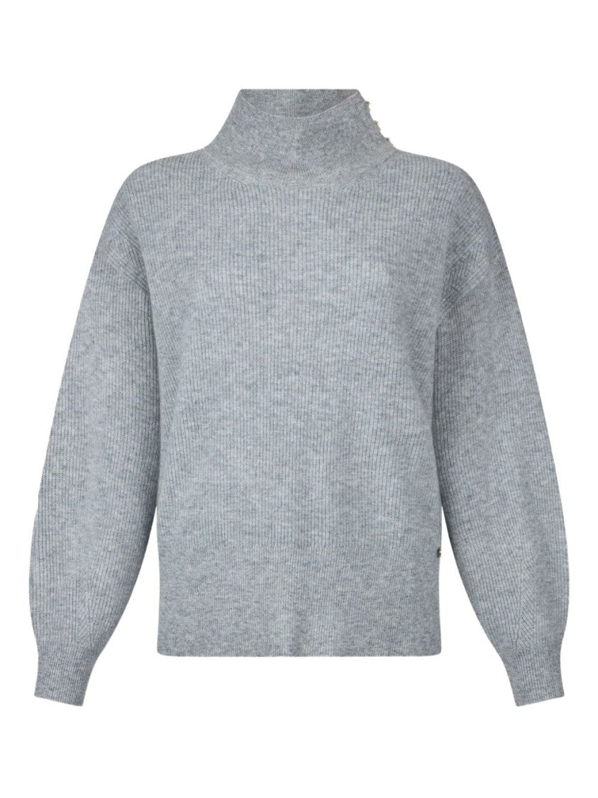 Liu Jo Ribbed Knit Sweater With Pearl Button Detail