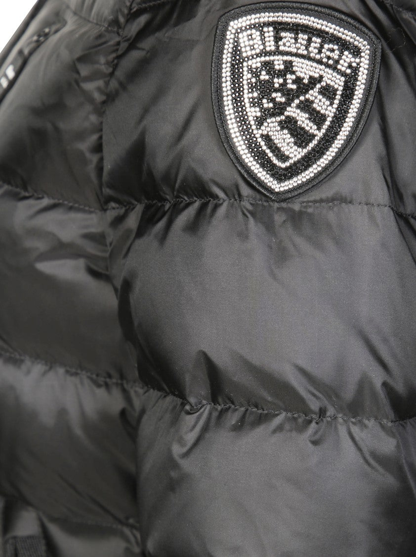 Blauer Hooded Black Jacket With Fitted Silhouette