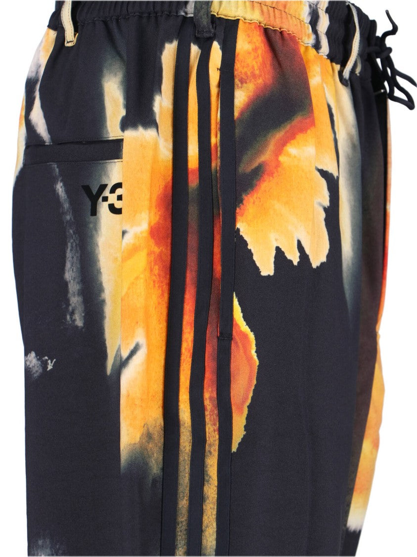 Y-3 Sporty Black Pants With Abstract Orange Print